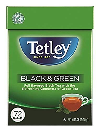 Tetley, Natural Black & Green Tea, 72 Count, Hot or Iced, Light, Refreshing Green Tea