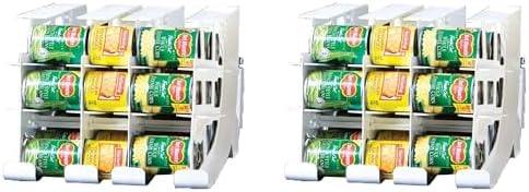 FIFO Countertop Mini Can Tracker Holds 30 Standard 10-24 Oz Can Sizes, White| Stackable & Adjustable Can Organizer for Pantry, USA Made, White