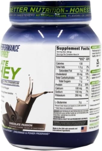 PERFORMANCE INSPIRED Isolate Whey Protein Powder – Vanilla – 25G – 2lb | All Natural - Fast Absorbing - Added L-Glutamine - Contains BCAAs