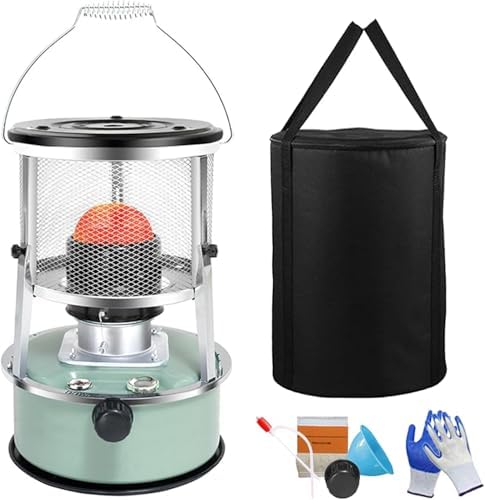 Portable Kerosene Heater and Stove, 2 in 1 Non-Electric Indoor Outdoor Heater for Camping, Home, Garage, Ice Fishing, 36.5cm Height with Carrying Bag and Accessories (Green)
