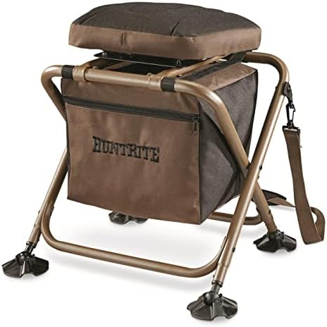 HUNTRITE 360 Swivel Hunting Blind Chair; 300 Pound Capacity, Folding, Lightweight, Portable, Padded Cushion Hunting Seat, Hunt Gear and Equipment