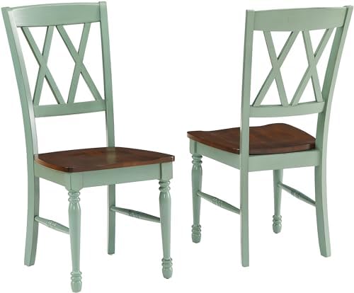 Crosley Furniture Shelby Traditional Wood X-Back Dining Room Chairs Set of 2, Kitchen Chair, Distressed White
