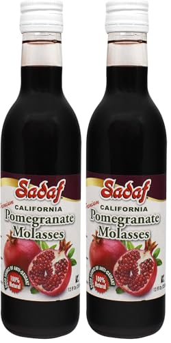 Sadaf Premium Pomegranate Molasses - 100% Pure Pomegranate Molasses for Cooking & Food Flavoring - Syrup - Middle Eastern Cuisine - Kosher & Vegetarian - 12 oz Bottle