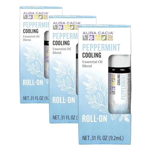 Aura Cacia Roll-On Essential Oil Blend, Peppermint, 0.31 Ounce