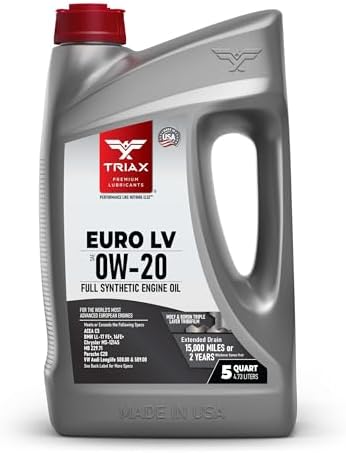 TRIAX Euro LV 0W-20 Full Synthetic European Car Engine Oil | 15K Miles | Compatible with BMW LL-12+, LL-17+, MB 229.71, VW 508.00/509.00 (1 Quart)
