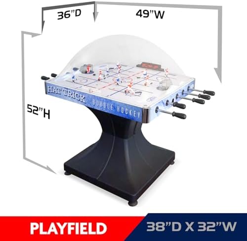Hat Trick Bubble Hockey Game for Your Home Game Room - with Durable 2-Part Molded Base, Easy-Grip Rod Handles