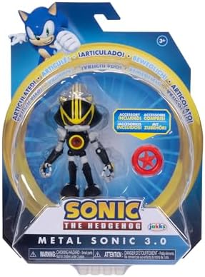 Sonic the Hedgehog 4-inch Metal Sonic 3.0 Action Figure with Red Star Accessory. Ages 3+ (Officially licensed by Sega)