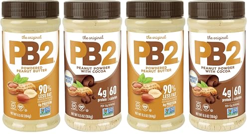 PB2 Powdered Peanut Butter Bundle, Keto Diet, Gluten Free, Mix in Protein Shakes & Smoothies, Low Carb, Original Peanut Butter & Peanut Butter Cocoa Flavors (2 Jars - 6.5 Oz Each)