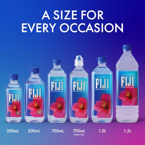 FIJI Natural Artesian Bottled Water, 1 Liter / 33.8 Fl Oz (Pack of 12) | 100% Natural Electrolytes, Large Water Bottles 12 Pack, Agua