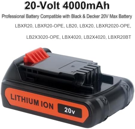 Biswaye 4.0Ah 20V Lithium Battery LBXR20 Compatible with Black and Decker 20V Max Battery LBXR2520 LBXR2020 LB2X3020 LBX20 LB2X4020 & LST522 LHT2220