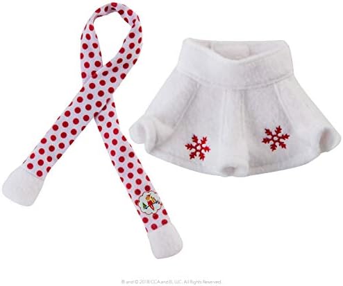 The Elf on the Shelf Claus Couture Collection Snowflake Skirt & Scarf – Red and White Holiday Outfit for Scout Elves – Festive Elf Clothes Accessory – Scout Elf Not Included