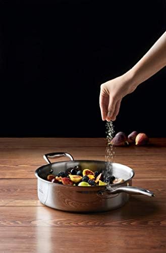 Heritage Steel 6 Quart Rondeau with Lid - Titanium Strengthened 316Ti Stainless Steel with 5-Ply Construction - Induction-Ready and Fully Clad, Made in USA