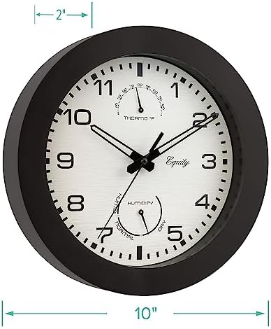 Equity by La Crosse 10 Inch in/Out Brown Wall Clock with Thermometer and Hygrometer (29005)