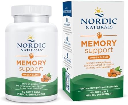 Nordic Naturals Memory Support with Curcumin - 60 Soft Gels - 1000 mg Omega-3 + 400 mg Optimized Curcumin - Memory