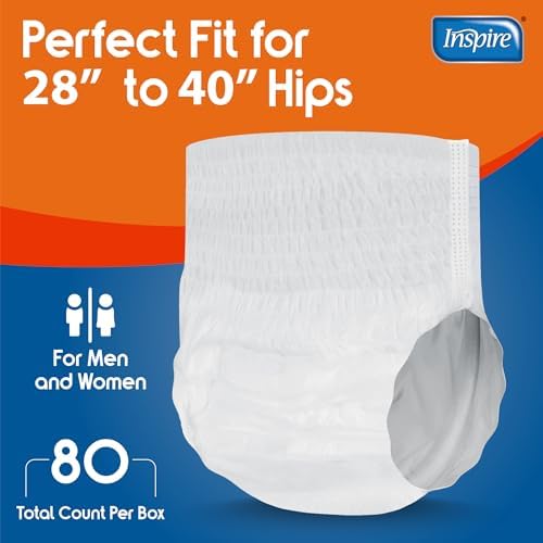 Inspire Protective Underwear for Men and Women with Incontinence | Adult Diapers | Disposable Underwear for Adults | Adult Pull Ups - 4 Bags of 14 | 56 Total (Extra Large)