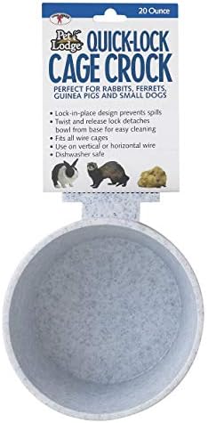 Pet Lodge® Quick LockCage Crock | Feeding & Watering Dish for Rabbits | Attaches to Wire | Easily Removable for Cleaning | 20 Ounce