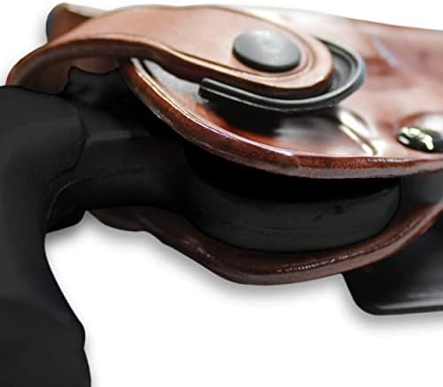 Masc OWB Leather Paddle Revolver Holster with Retention Strap, Fits Python .357 Magnum 6-inch, Right Hand Draw Brown Color #1306#