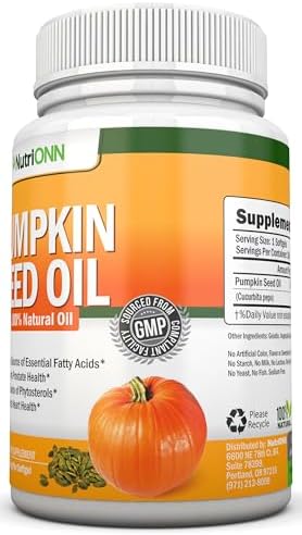 NutriONN Pumpkin Seed Oil - 1000MG - 180 Softgels - Cold-Pressed Natural Pumpkin Seed Oil - Natural Source of Essential Fatty Acids - Great for Hair