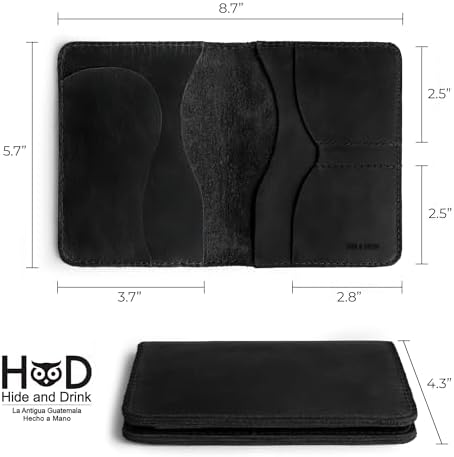 Hide & Drink, Double Passport Cover with Slots for Bills and Keys, Rustic Case, ID Organizer, Full Grain Leather, Handmade Accessories, Bourbon Brown