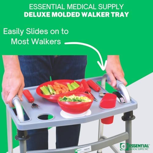 Essential Medical Supply Molded Walker Tray with 2 Cup Holders - Perfect for Mobility and Transport