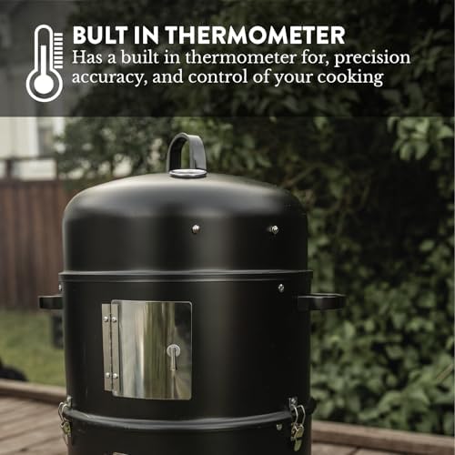 GasOne Vertical Smoker with Thermometer – 16 Inch Heavy Duty Charcoal Smoker – Multipurpose Charcoal BBQ Grill Smoker for Outdoor