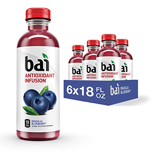 Bai Flavored Water, Brasilia Blueberry, Antioxidant Infused Drinks, 18 Fluid Ounce Bottles, 6 count