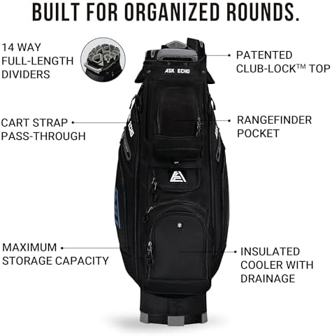 ASK ECHO T-Lock 3.0 Golf Cart Bag, Quiet 14-Way Full-Length Divider