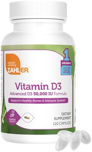 Zahler - Advanced Vitamin D3 50000 IU capsules (120 Count) Kosher Vegetarian Friendly Vitamin D for Immune Support, Bone
