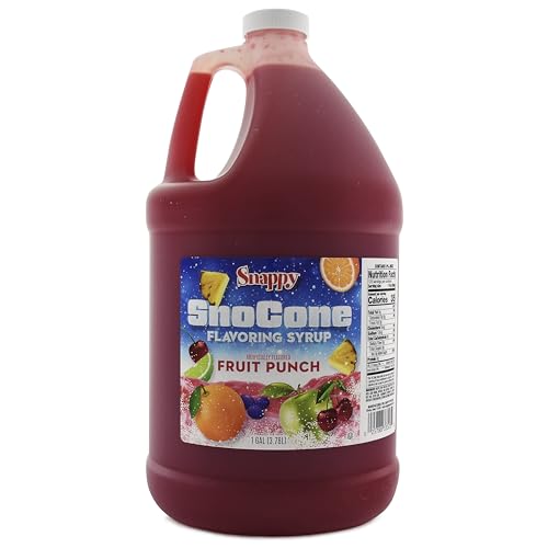 Snappy Fruit Punch Sno Cone Syrup, 1 Gallon 4 Pack, Ready to Use for Snow Cone Machines and Shaved Ice
