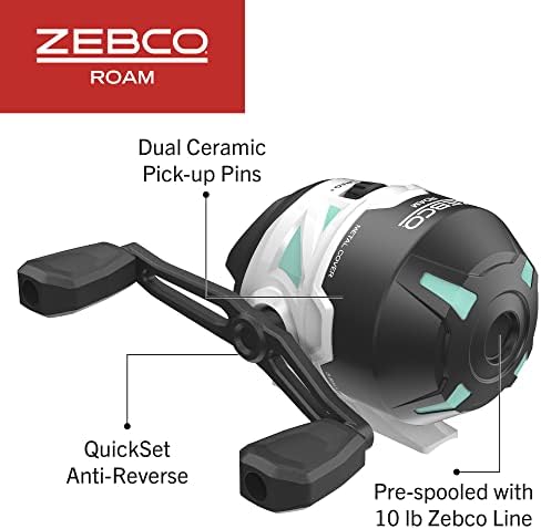 Zebco Roam Telescopic Fishing Rod and Spinning or Spincast Fishing Reel Combo, Durable 6-Foot Fiberglass Rod with ComfortGrip Handle