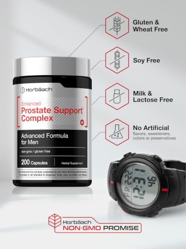 Horbaach Prostate Supplement for Men | 200 Capsules | Advanced Complex with Saw Palmetto, Pygeum, Stinging Nettle | Non-GMO and Gluten Free