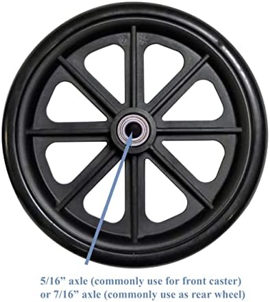 Caster Wheel, Hard Rubber Tire, 8" x 1"- 2 3/8" Hub Width, Fits Most Sunrise, Medline, Drive, Invacare, E&J, Guardian