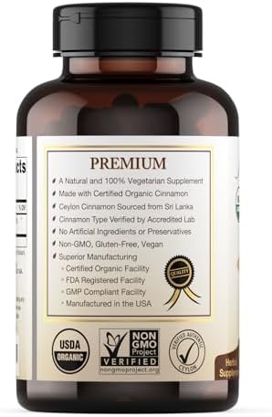 Organic Ceylon Cinnamon Supplement, 120 Capsules