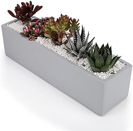 14.5-Inch Grey Rectangle Concrete Succulent Planter Windowsill Boxes