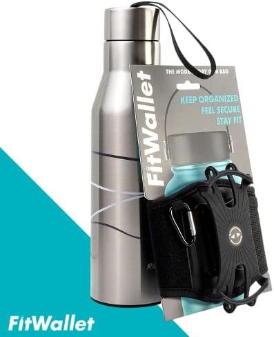 FitWallet™ Water Bottle Phone Holder & Sleeve | Strap Carrier & Pouch for Gym, Running, Hiking, Travel | Gym Bag Alternative Holds Phone