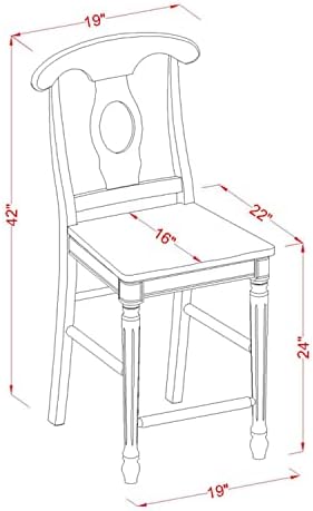 East West Furniture KES-WHI-W Kenley Counter Height Dining Chairs - Napoleon Back Solid Wood Seat Chairs, Set of 2, Buttermilk & Cherry