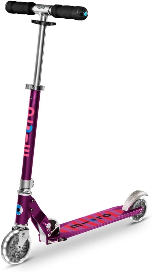 Micro Kickboard | Sprite Foldable LED Scooter for Ages 6+ | Children up to 220 lbs | 2 Wheel | Travel Ready | Adjustable T Bar | Smooth Ride