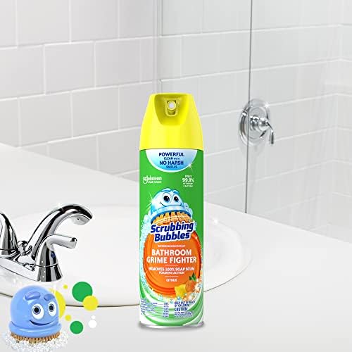 Scrubbing Bubbles Bathroom and Shower Cleaner Disinfectant Aerosol, Foaming Action Bathroom Grime Fighter, Rainshower Scent, 20oz