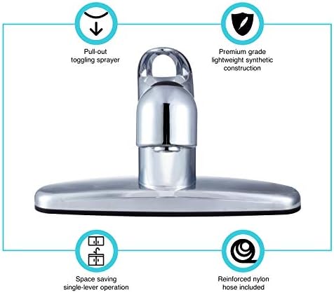 Dura Faucet DF-PK100-SN RV Pull-Out Kitchen Sink Faucet (Satin Nickel) | Corrosion-resistant single-lever build with sprayer. Brushed Satin Nickel. Plated ABS plastic (not metal).