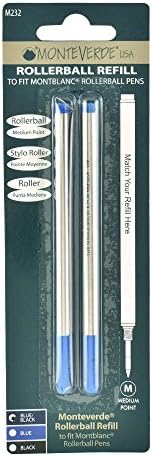 Monteverde USA Roller Ball Refill to Fit Montblanc Roller Ball Pens - Medium Point, Blueblack (Dark Blue 2 Pack) (M22BB)