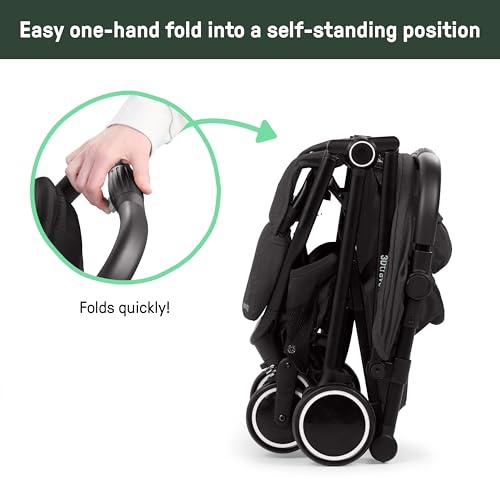 Ingenuity 3D Travelmate Pro Lightweight Travel Stroller with Fold-Away Ride-On Board for Toddlers, Airplane Overhead Bin Compatible, Car Seat Ready, One-Hand Fold