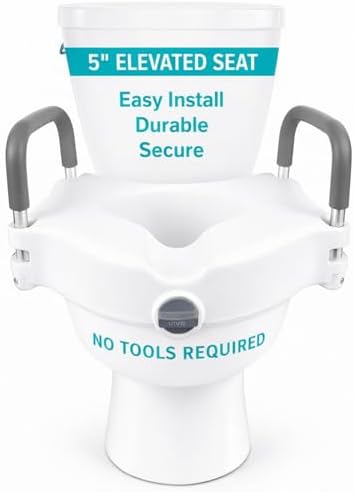 Vive Raised Toilet Seat - 5" Portable, Elevated Toilet Seat Riser | Extender - Elongated and Standard Fit Commode Lifter - Bathroom Safety Extender Assists Disabled, Elderly, Seniors