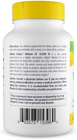 Healthy Origins Vitamin D3 10,000 IU 250 mcg, 360 Softgels