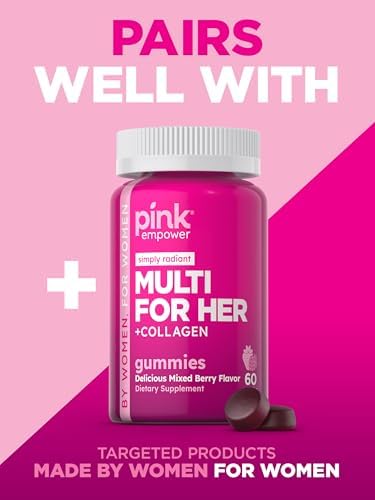 PINK Hair Skin Nails Gummies | Plus 2,500 mcg of Biotin | 60 Count