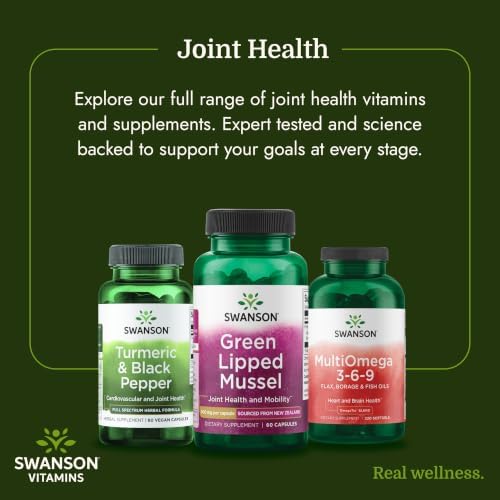 Swanson Green Lipped Mussel (Freeze-Dried) (500mg Each, 60 Capsules) | New Zealand Joint Health and Mobility Supplement, Natural Formula May Support Heart Health and Digestive Function