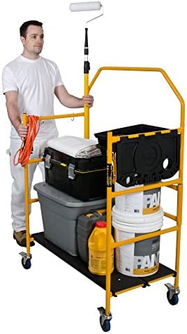 MetalTech 4 Ft Scaffolding Platform, Adjustable, Foldable and Rolling Scaffold Platform with 4-Inch Locking Wheels for Construction & DIY Projects
