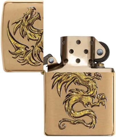 Zippo Dragon Design Brushed Brass Pocket Lighter