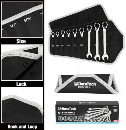 DURATECH Reversible Ratcheting Combination Wrench Set, SAE, 9-Piece