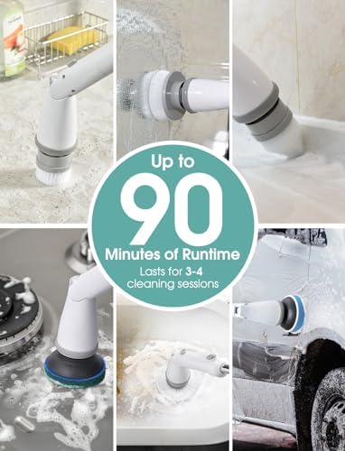 Sweepulire Electric Spin Scrubber for Cleaning, Shower Scrubber | with Long Handle, 2 Spin Speeds