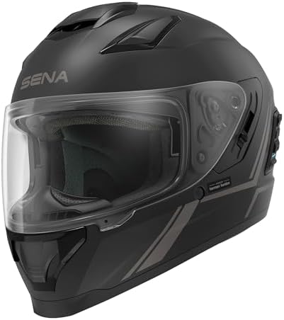 Sena Stryker Full Face Smart Helmet with Integrated Mesh and Bluetooth Communications, LED Taillight, and Sound by Harman Kardon, DOT (Gloss White, X-Large)